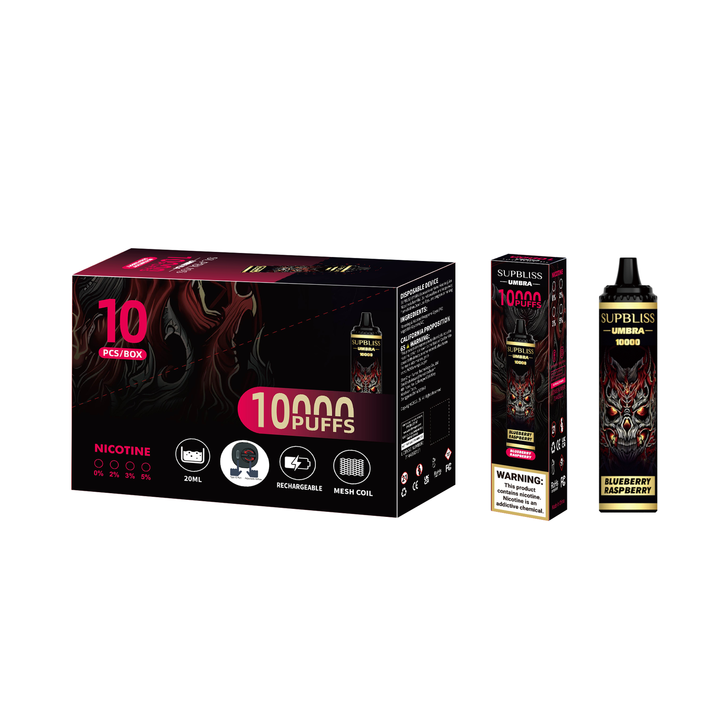 Supbliss Umbra 10000 Disposable Vape, 12 Flavors and 4 Nicotine Strengths Available
