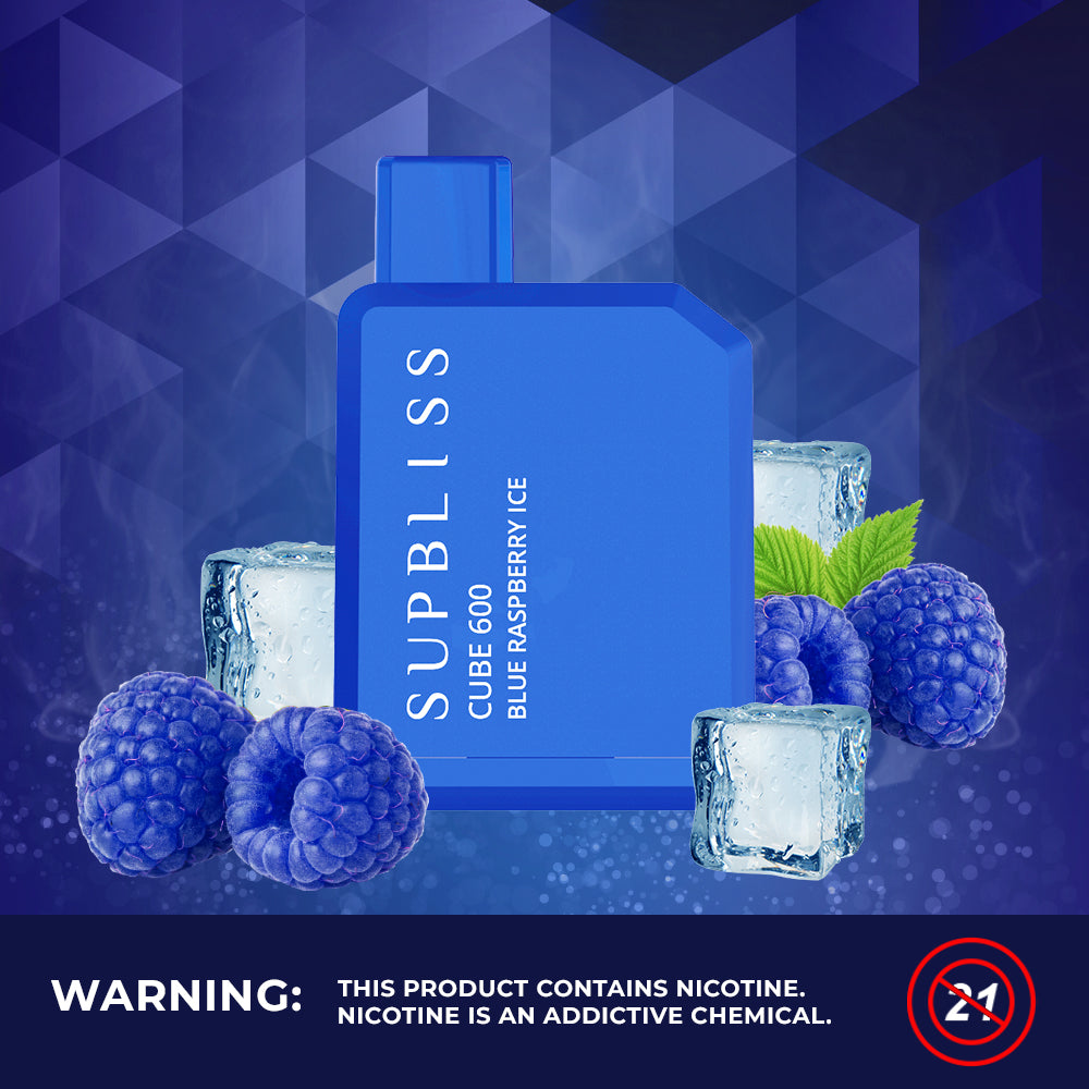 Supbliss Cube 600 TPD Compliant Disposable Vape, 11 Flavors and 4 Nicotine Strengths Available