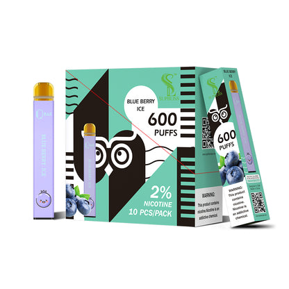 Supbliss 2% Nic 600 puffs Qbar 10 flavors available disposable vape pen