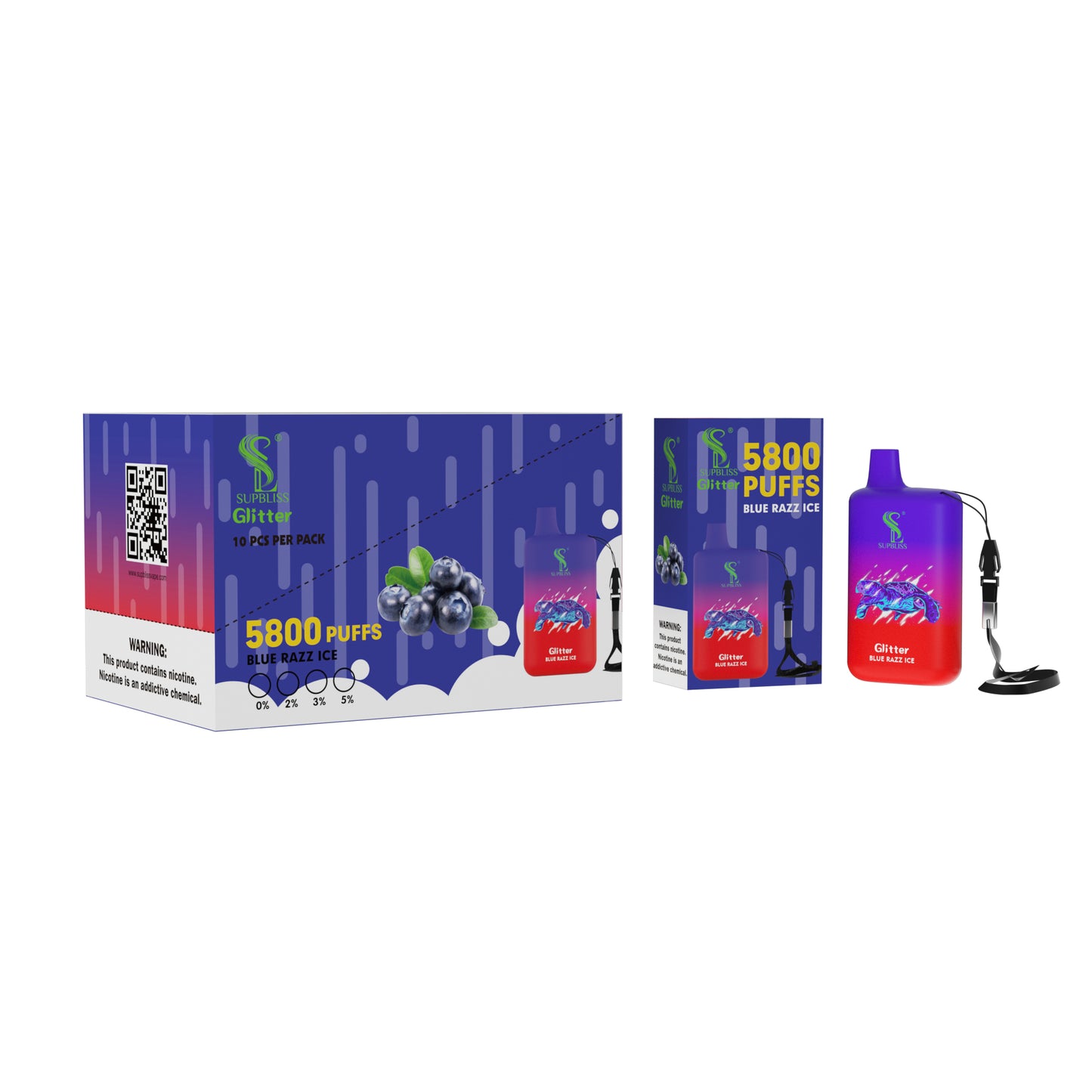 Supbliss Glitter 5800puffs 12 flavors available disposable vape pen