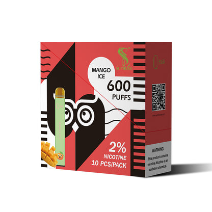 Supbliss 2% Nic 600 puffs Qbar 10 flavors available disposable vape pen