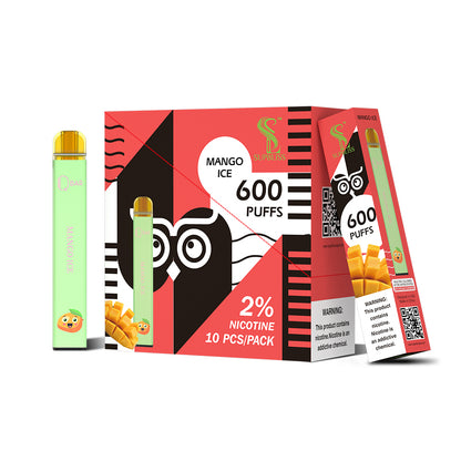 Supbliss 2% Nic 600 puffs Qbar 10 flavors available disposable vape pen