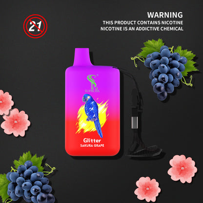 Supbliss Glitter 5800 Disposable Vape, 12 Flavors and 4 Nicotine Strengths Available