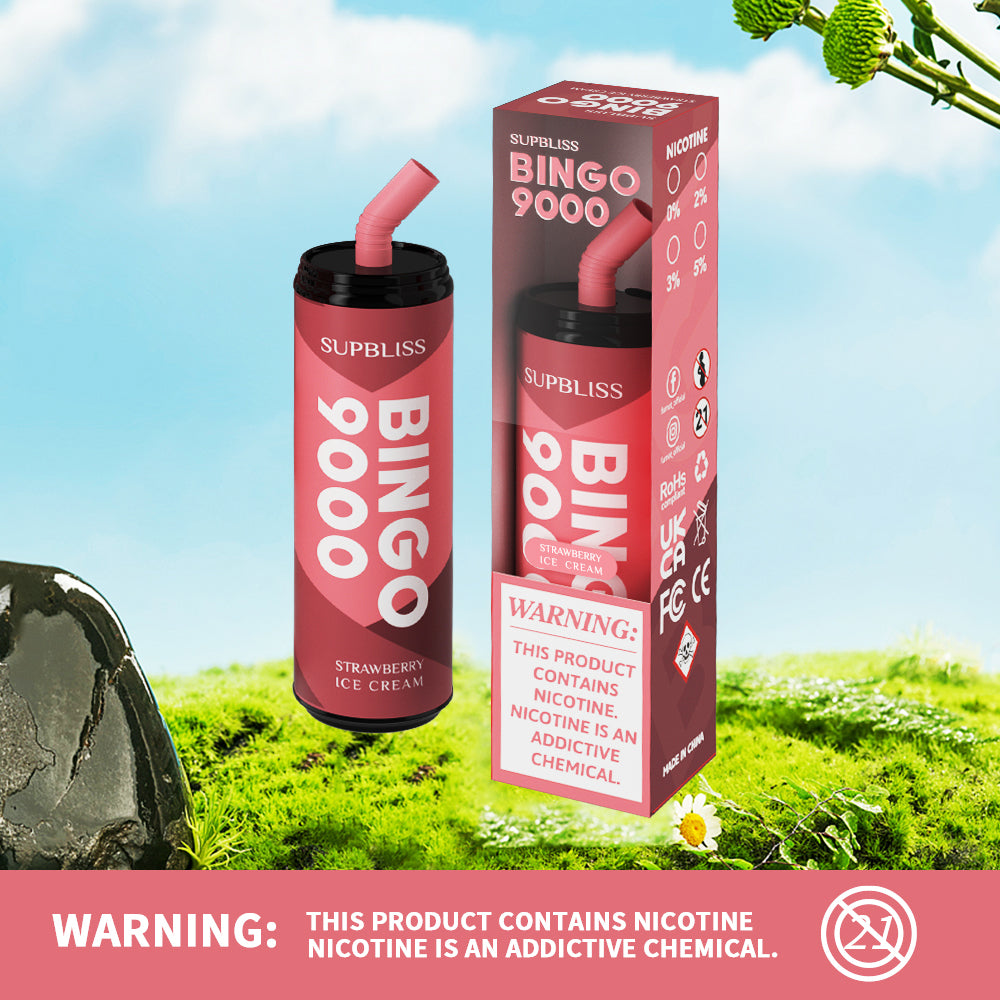 Supbliss Bingo 9000 Disposable Vape, 12 Flavors and 4 Nicotine Strengths Available